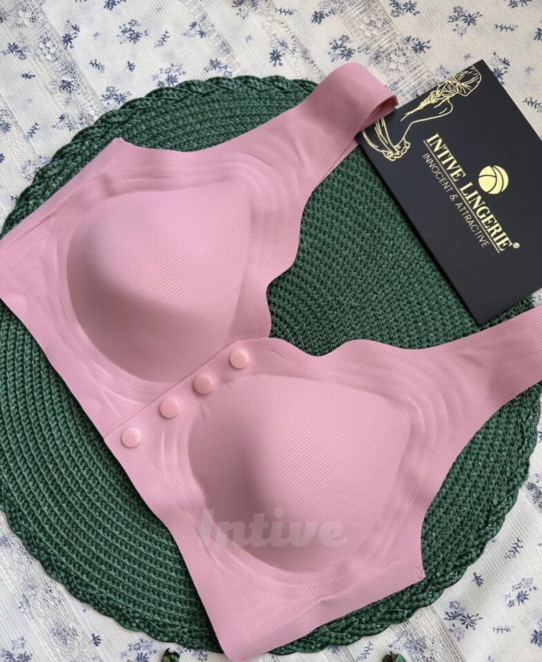 Elise İthal Fitilli Önü Çıtçıt Düğmeli Açılabilen Üstün Kalite Dikişsiz Bralet Pudra Pembe - XL