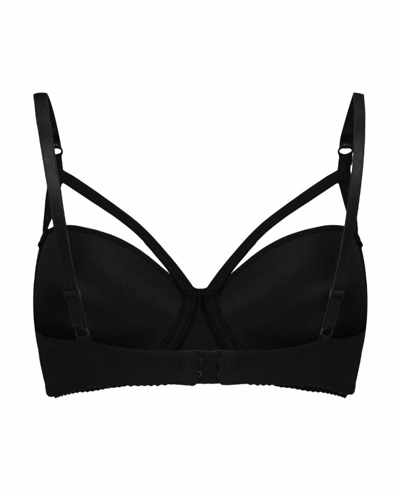 NBB Taş Yapıştırma Dekolte Şerit Detaylı Push-up Sütyen Takım -4011 Siyah - 75B