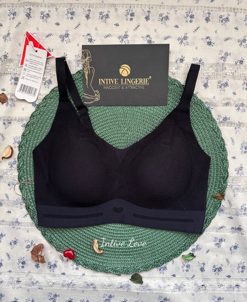 Intive PureForm Balensiz Dikişsiz Kopçasız Dokulu Seamless Bralet Sütyen (5 Renk) Siyah - XL/2XL