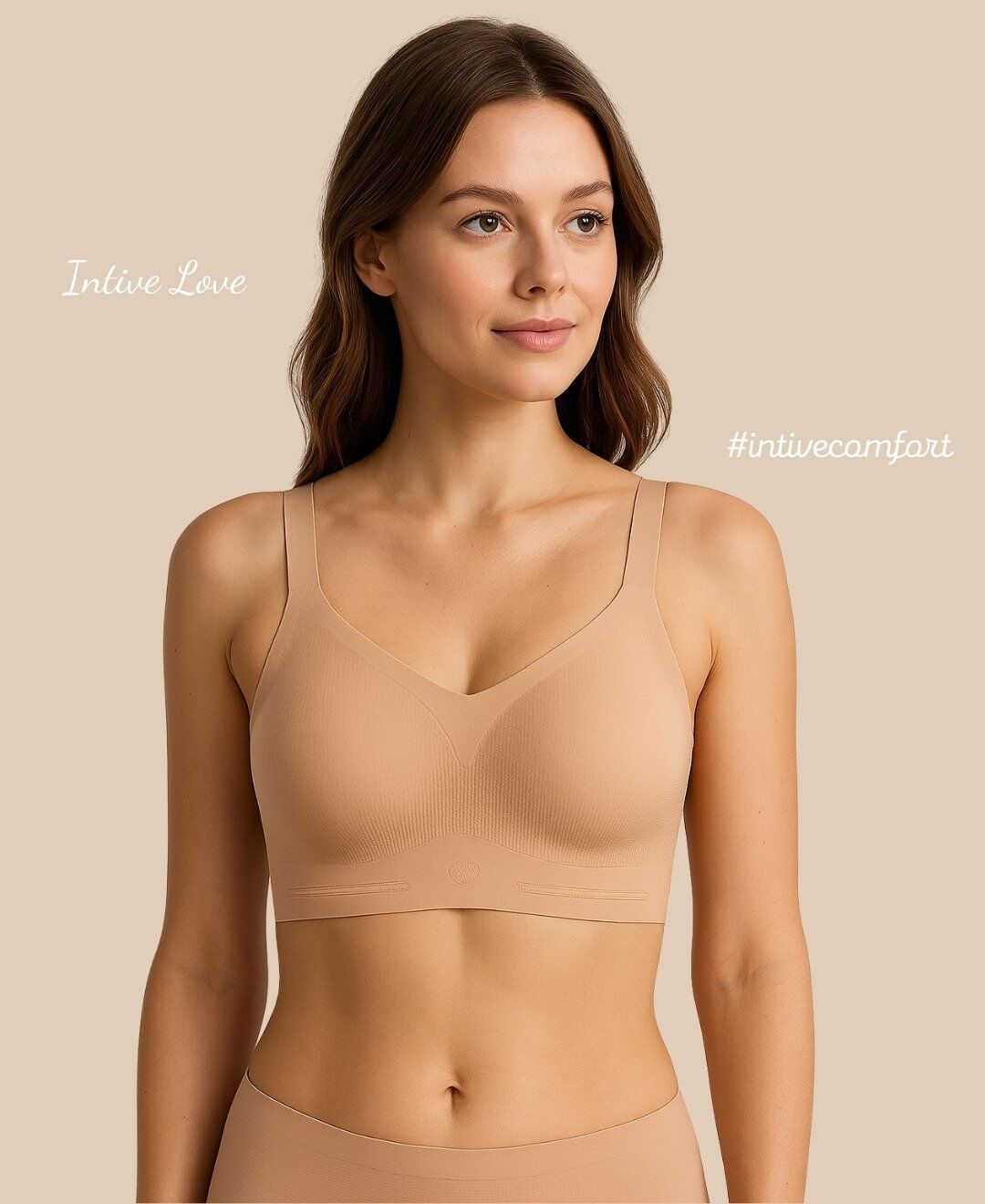 Intive PureForm Balensiz Dikişsiz Kopçasız Dokulu Seamless Bralet Sütyen (5 Renk) Koyu Bej - M/L