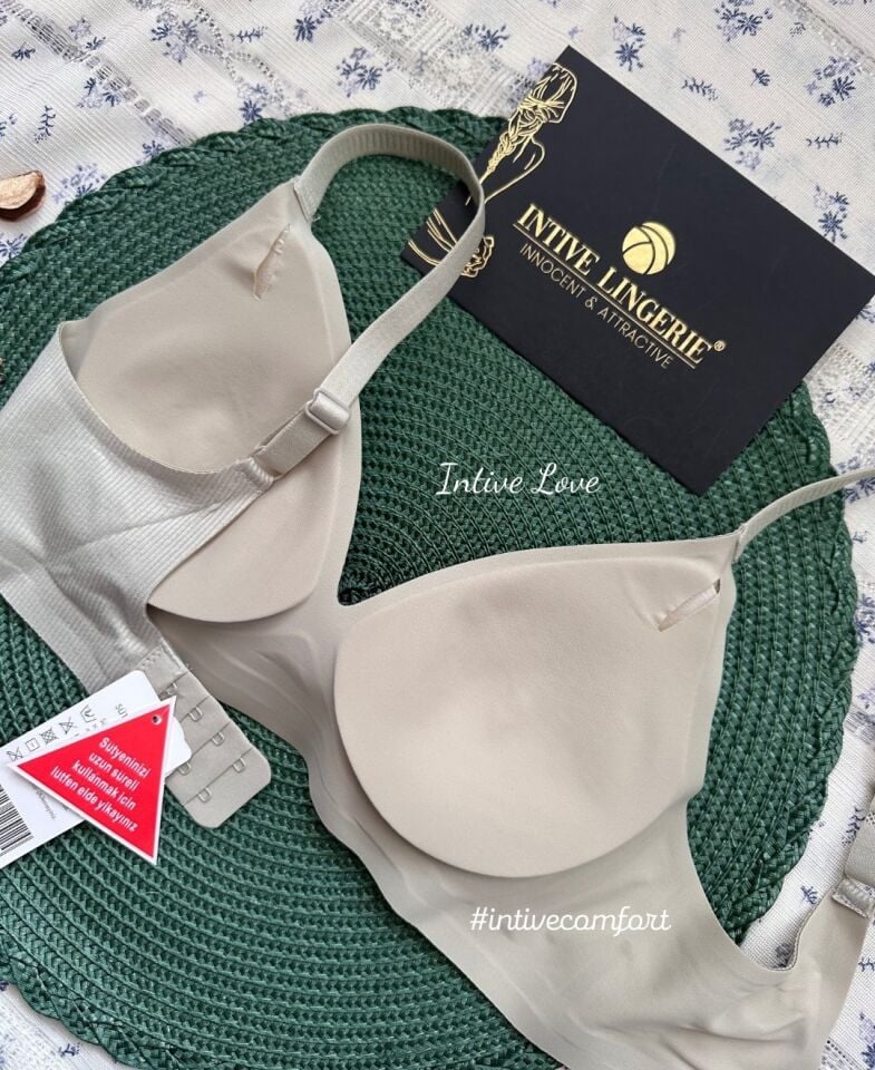 SoftEase V Yaka Balensiz Dikişsiz Lazer Kesim Rahat Soft Kumaştan Fitilli Kopçalı Sütyen Açık Fıstık Yeşil - XL