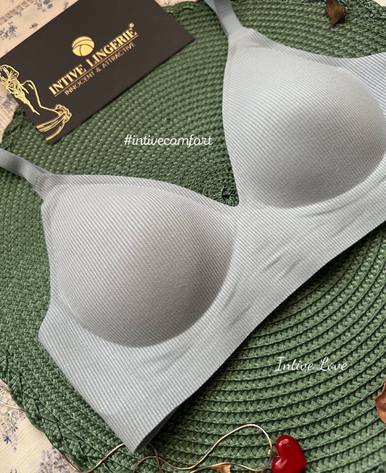 SoftEase V Yaka Balensiz Dikişsiz Lazer Kesim Rahat Soft Kumaştan Fitilli Kopçalı Sütyen Mavi - S