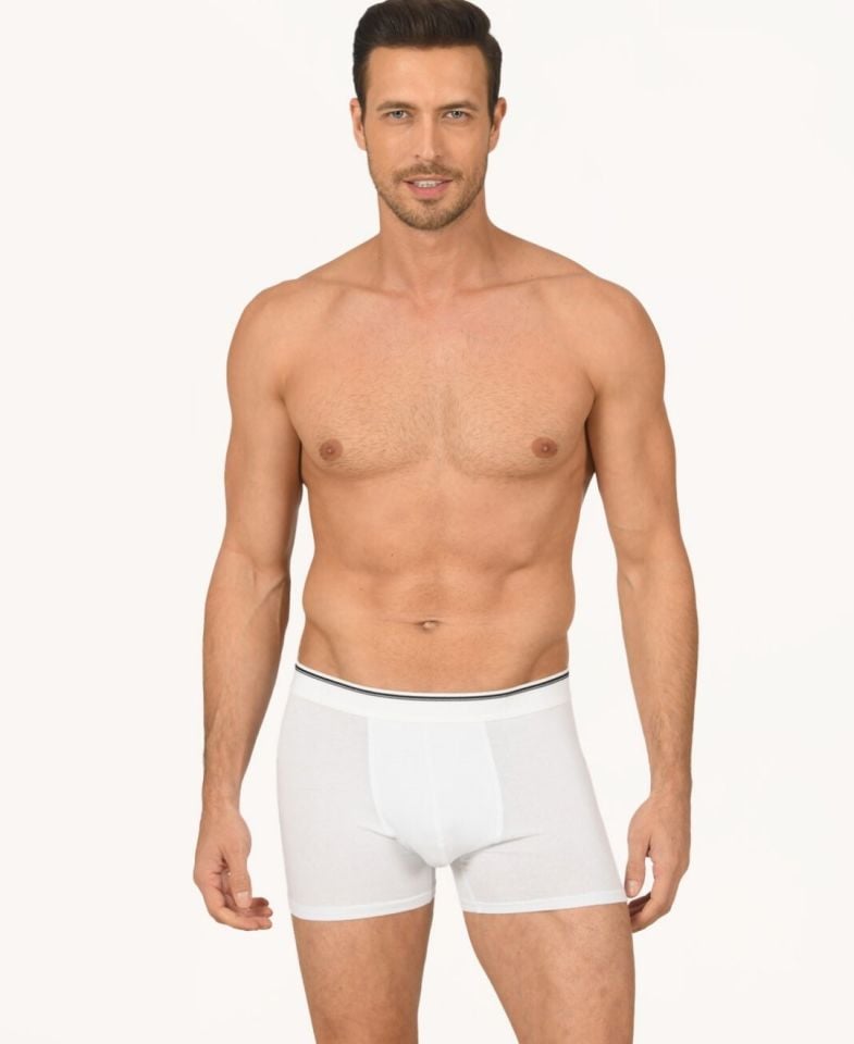Erkek Hendrix %45 Modal Kumaştan Rahat Bel Lastikli Boxer-735 Beyaz - S