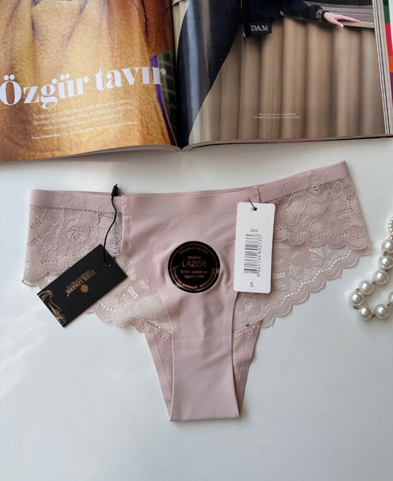 Orijinal Lazer Kesim Üstün Kalite Spandex Invisible Dikişsiz Dantelli Slip/Tanga - 2800