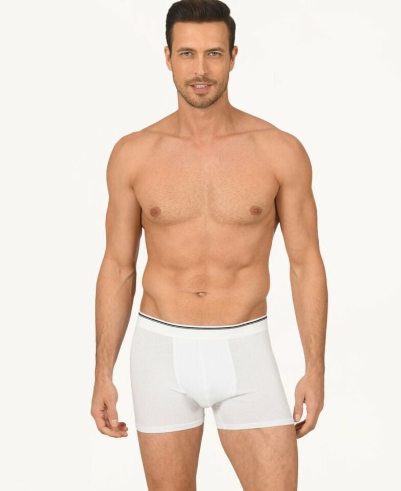 Erkek Hendrix %45 Modal Kumaştan Rahat Bel Lastikli Boxer-735 Beyaz - XL