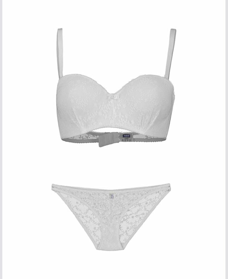 NBB Kadın Dantelli Lotus Straplez Balensiz Sütyen Cheeky Külot Takım -4503 Ekru - 75