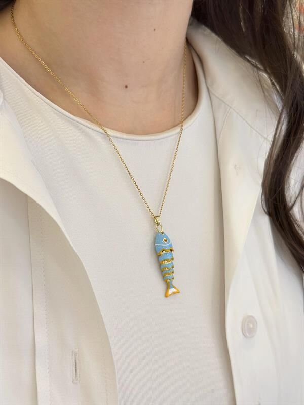 Balık Kolye - Açık Mavi Açık Mavi