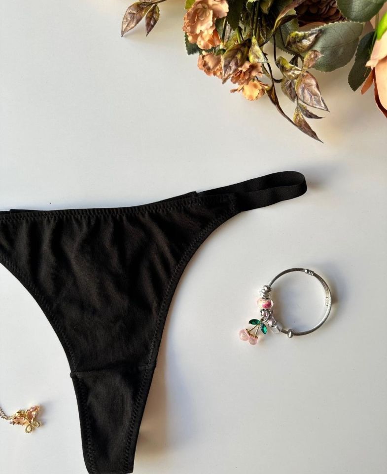 Perra Kadın %97 Pamuklu Günlük Kullanım Tanga (Siyah-Vizon) Siyah - XS