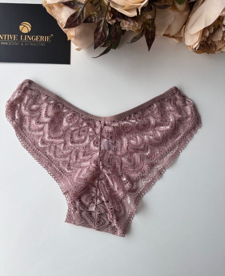 Feel Me Dantelli Ağı Pamuklu Orta Bel Brazilian Külot Bej - L