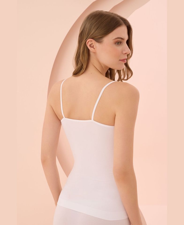 NBB İnce Askılı U Yaka Dikişsiz Seamless Atlet -2433 Beyaz - XL
