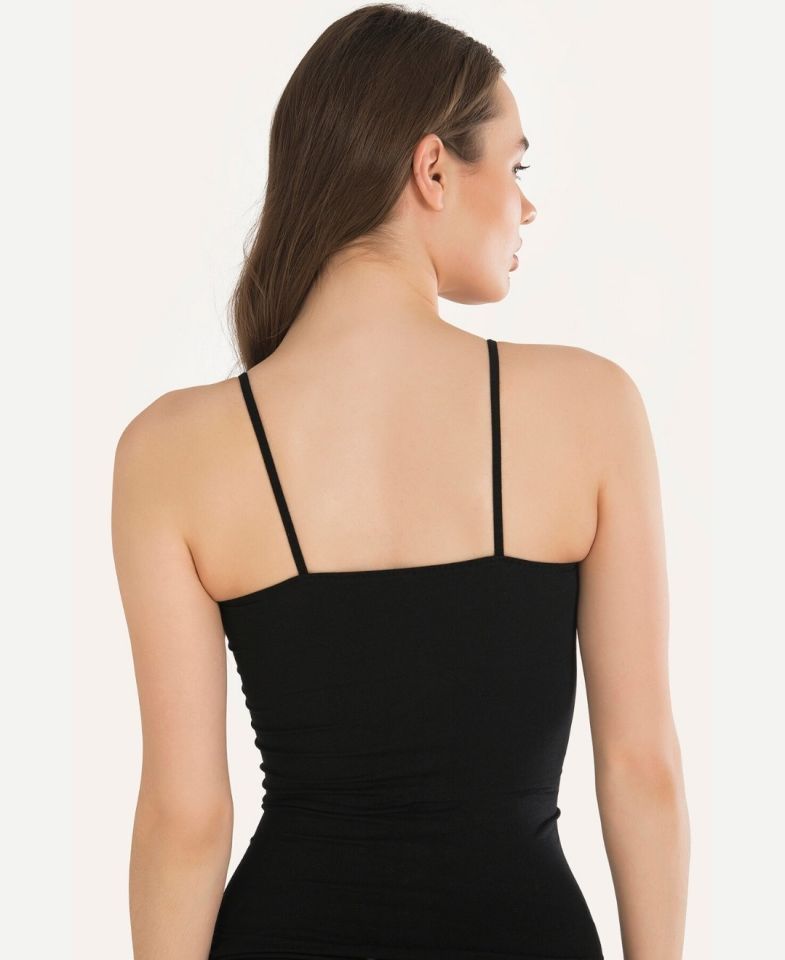NBB İnce Askılı U Yaka Dikişsiz Seamless Atlet -2433 Siyah - XL