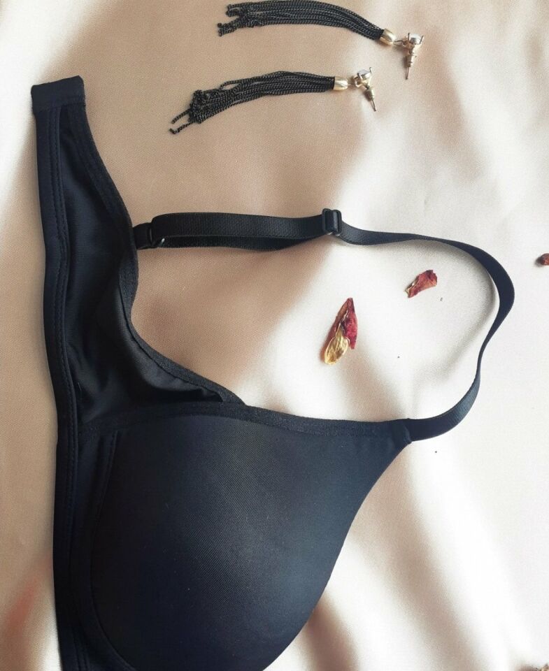 NBB Desteksiz Balensiz İnce Askılı Üçgen Sütyen/Bralet-3680 Siyah - 95B