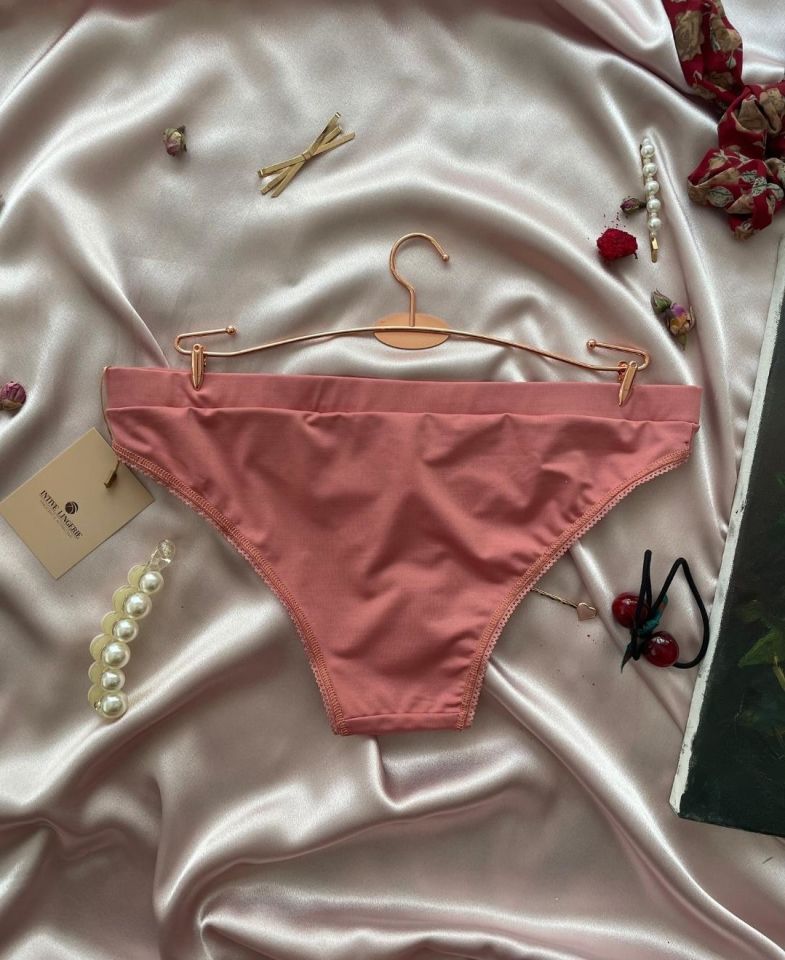 Kadın Rahat Kumaş Önü V Detaylı Günlük Kullanım Mikro Saten Slip- Natalia Gül Kurusu - M