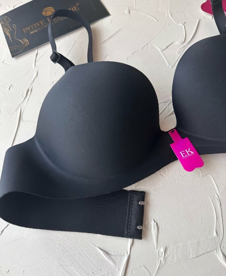 Intive Lazer Kesim Dikişsiz Hafif Destekli İz Yapmaz Balenli İnce Askılı Sütyen Siyah - 80B