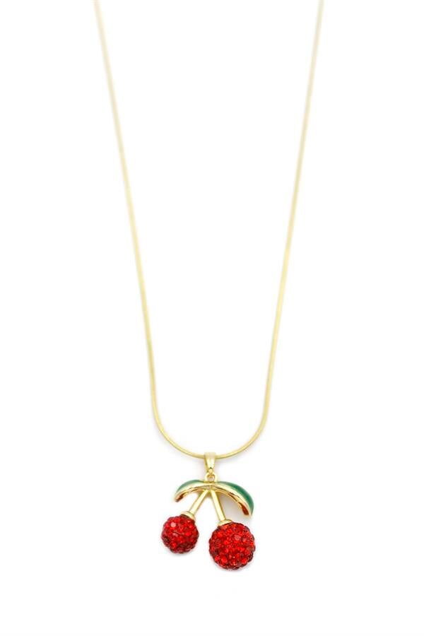 Taşlı Kiraz Kolye - Altın Altın