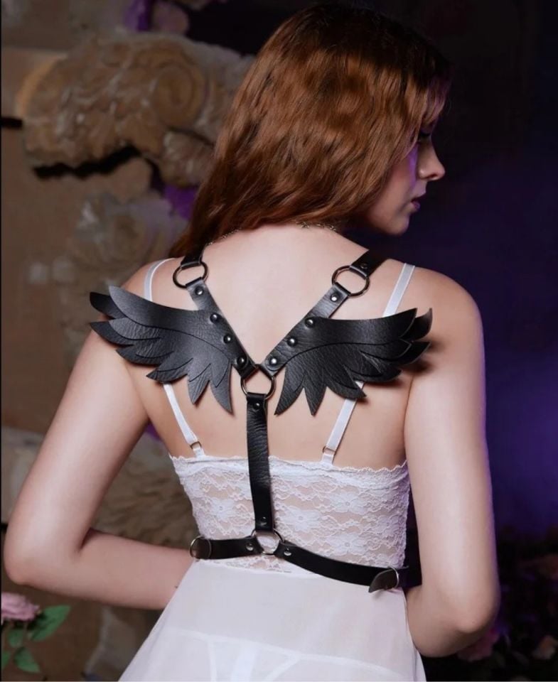 Kadın Arkası Melek Kanatlı Ayarlanabilir Harness Sütyen - 8111 Siyah - Tek Ebat