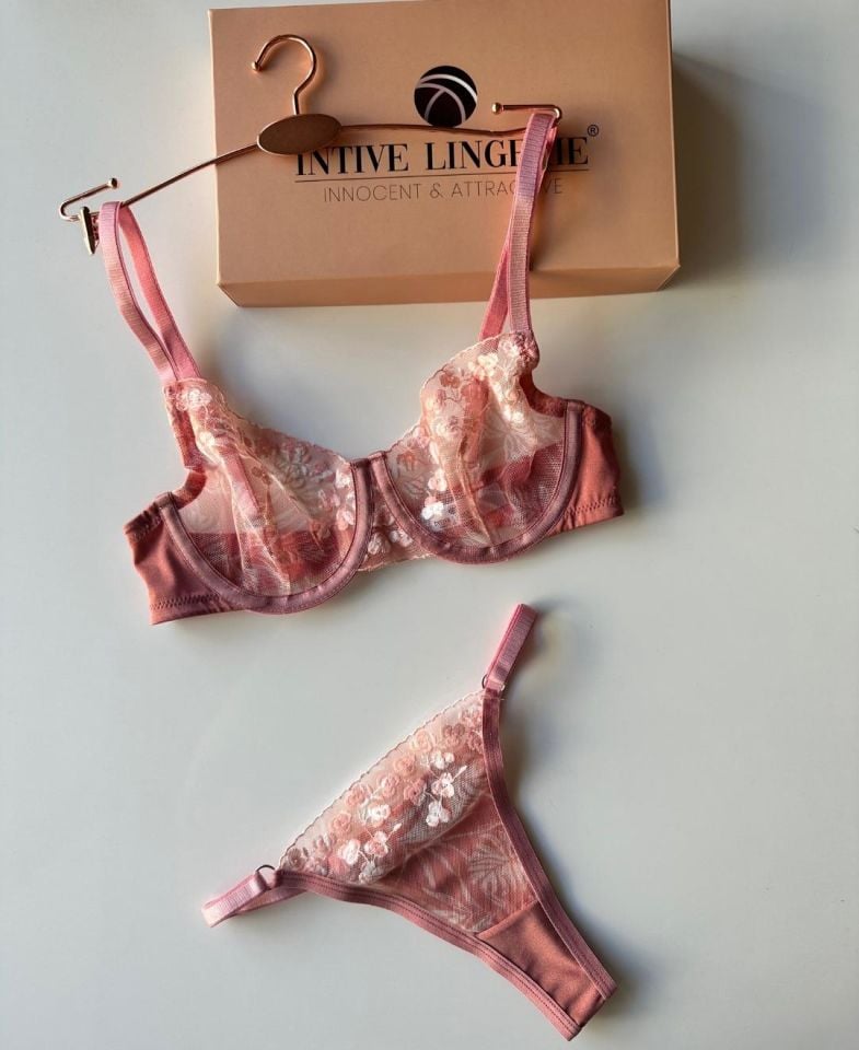 Helana Pudra/Gül Kurusu Çiçek Desenli Sütyen Tanga Takım (Limited) Gül kurusu, pembe - 75