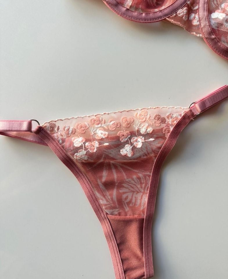 Helana Pudra/Gül Kurusu Çiçek Desenli Sütyen Tanga Takım (Limited) Gül kurusu, pembe - 75