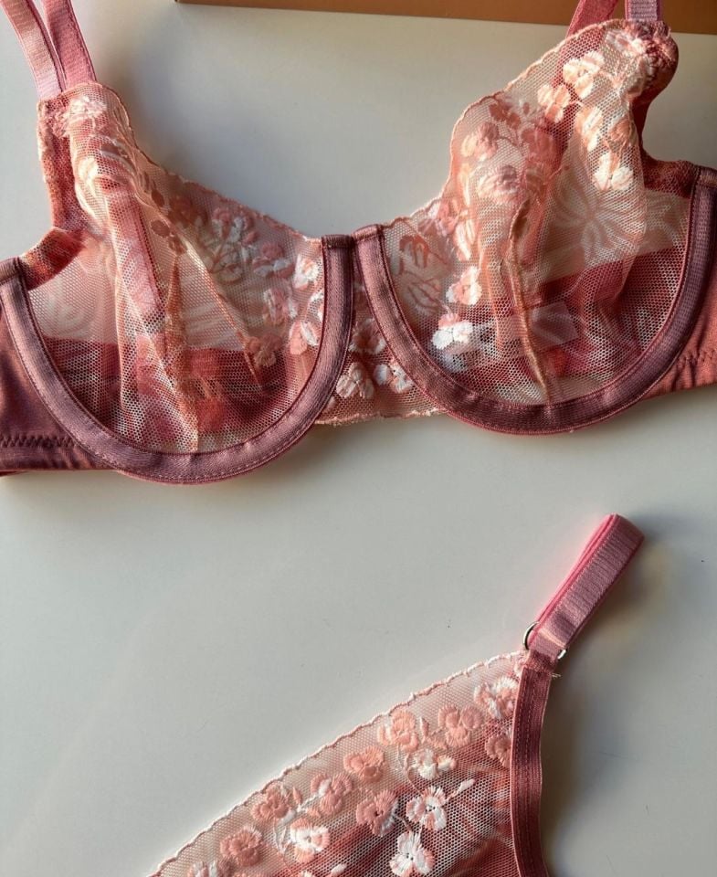 Helana Pudra/Gül Kurusu Çiçek Desenli Sütyen Tanga Takım (Limited) Gül kurusu, pembe - 75