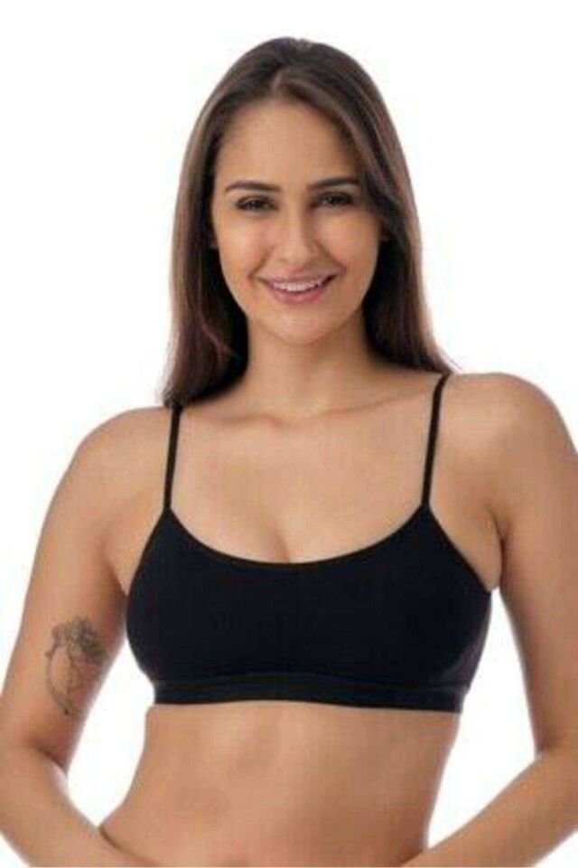 Pedli İp Askılı Yarım Atlet Büstiyer Külot Takım Siyah Kırmızı S-M