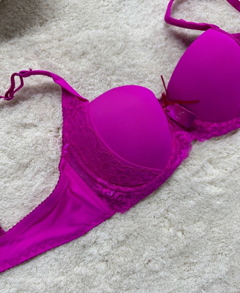 FK Lingerie Dantelli Push-up Balenli İthal Kaliteli Sütyen (Fırsat Ürünü)- 189 Mor - 90B