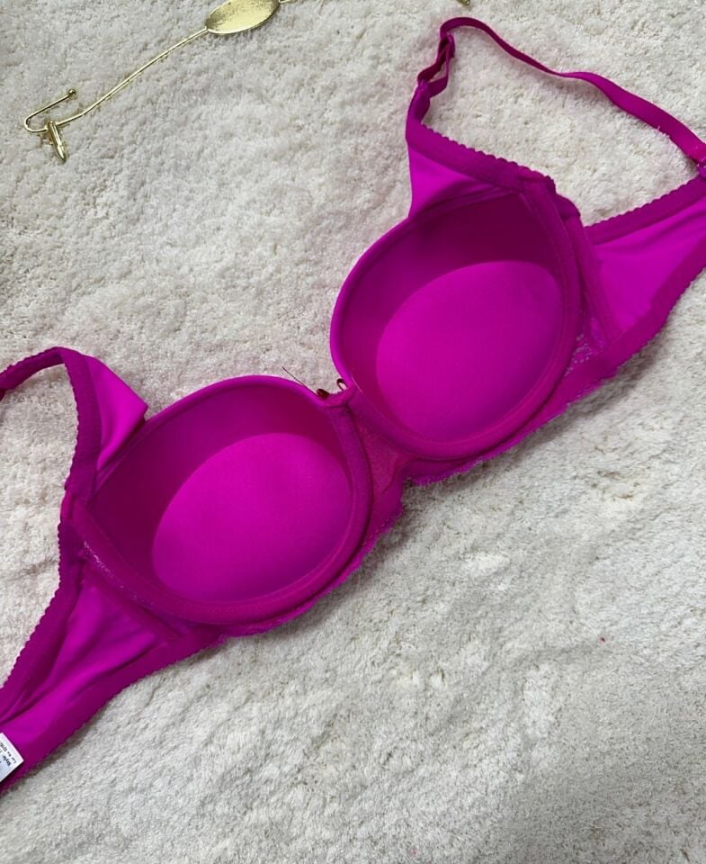 FK Lingerie Dantelli Push-up Balenli İthal Kaliteli Sütyen (Fırsat Ürünü)- 189 Mor - 90B