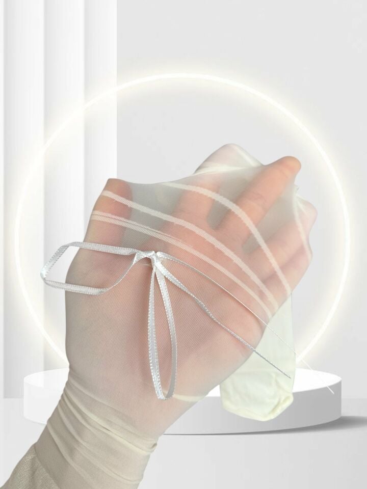 Estel Alt Bacağı Çizgili ve Kutdele Detaylı Şık Modern Külotlu Çorap Vanilya - S