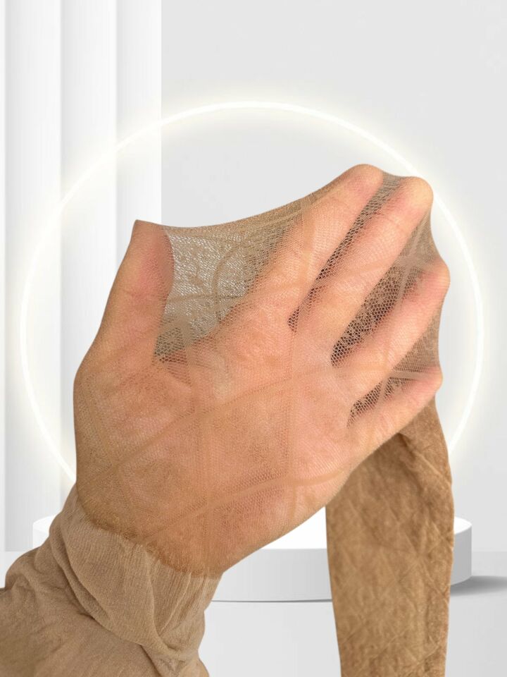 Ebony Dantel Desen Görünümlü Burunsuz 20 Den Baklava Desenli Külotlu Çorap Ten Rengi - S