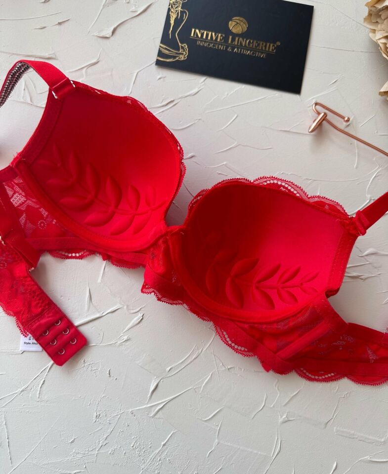 Jasmine Askıları Parlak Taşlı Hafif Destekli Dantelli Soft Cup İthal Sütyen (B-C Cup) Kırmızı - 75