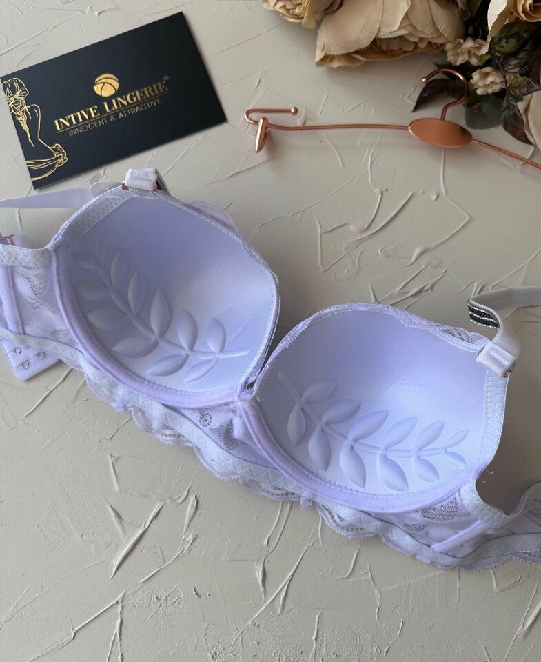 Jasmine Askıları Parlak Taşlı Hafif Destekli Dantelli Soft Cup İthal Sütyen (B-C Cup) Lila - 75