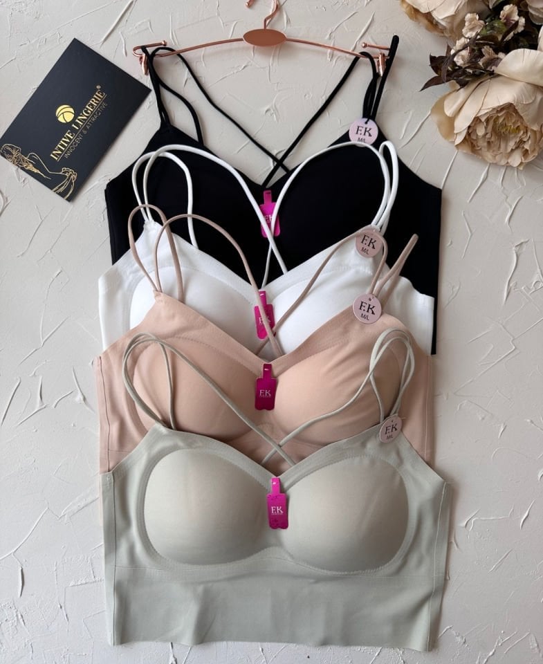 Carma Arkası Çapraz Dekolte İce-Silk Balensiz Dikişsiz Push-up İthal Spandex Sütyen/Büstiyer