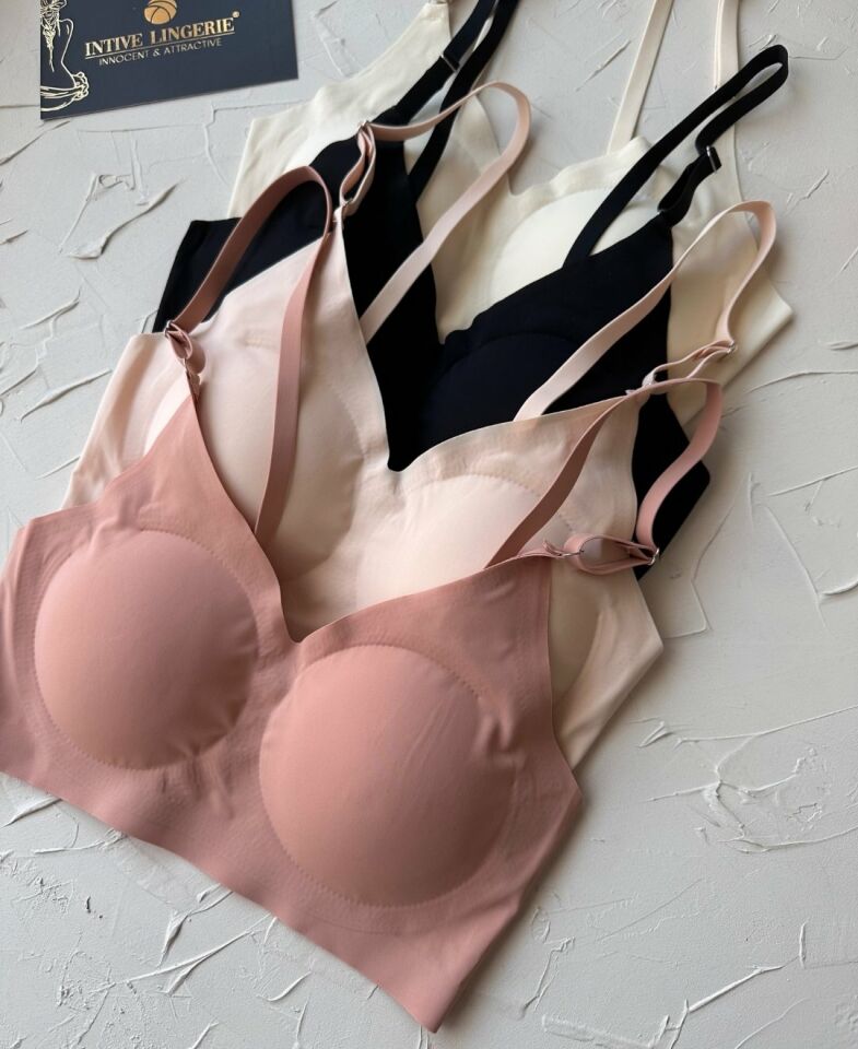 Nessa İnce Askılı Çıkarılabilir Padli Dikişsiz Lazer Kesim İz Yapmaz Kopçasız Bralet-2012 Koyu Bej - L