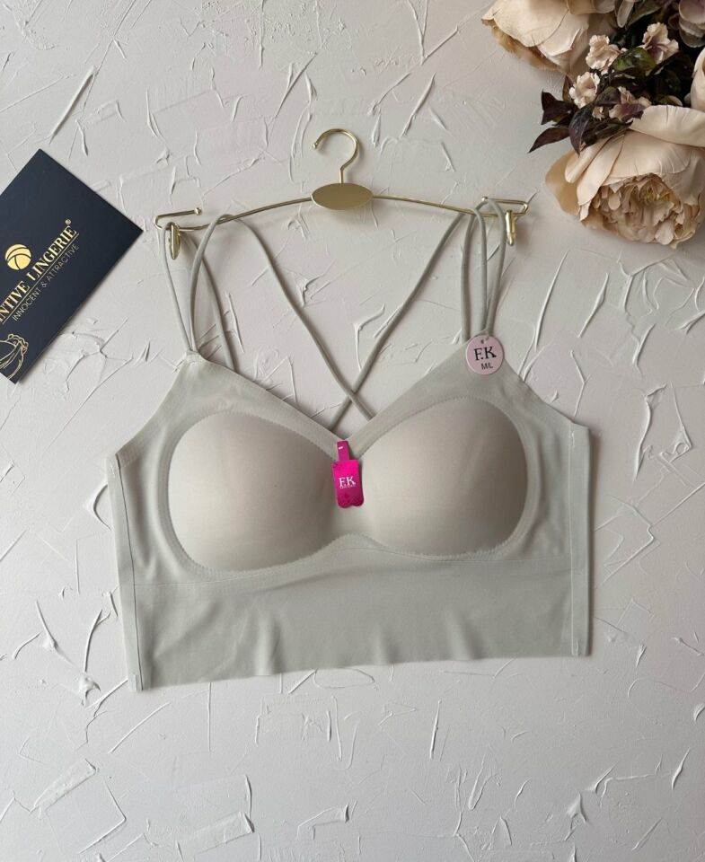 Carma Arkası Çapraz Dekolte İce-Silk Balensiz Dikişsiz Push-up İthal Spandex Sütyen/Büstiyer Su Yeşili - XL/2XL