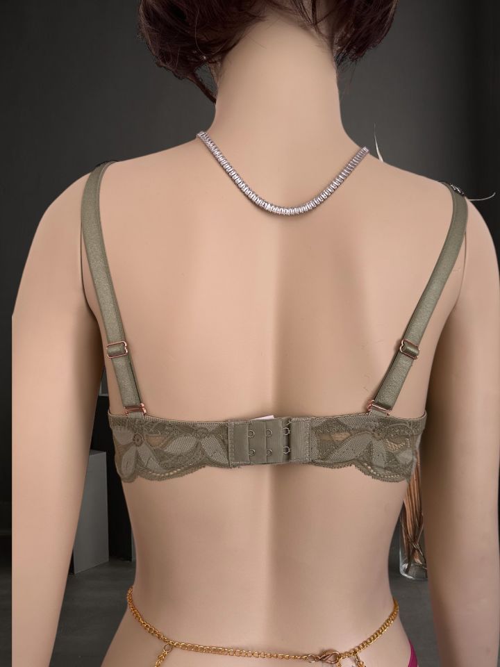 Jasmine Askıları Parlak Taşlı Hafif Destekli Dantelli Soft Cup İthal Sütyen (B-C Cup) Yeşil - 75