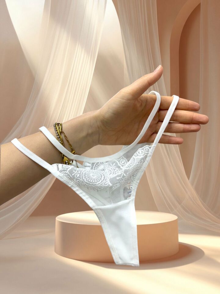 NBB Beyaz Dantelli Straplez Kesim Push-up Tangası Şerit Detaylı Sütyen Takım Beyaz - 85B