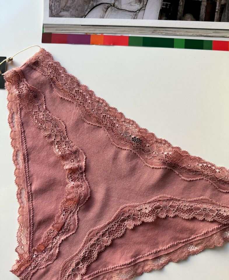 Arlet Kadın Pamuklu Rahat Günlük Kullanım Dantelli Slip/Külot (Lila-Gül Kurusu- Krem) Gül Kurusu - S