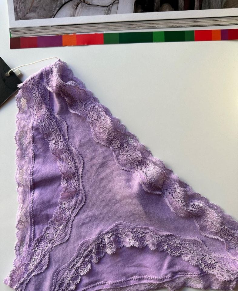 Arlet Kadın Pamuklu Rahat Günlük Kullanım Dantelli Slip/Külot (Lila-Gül Kurusu- Krem) Lila - M