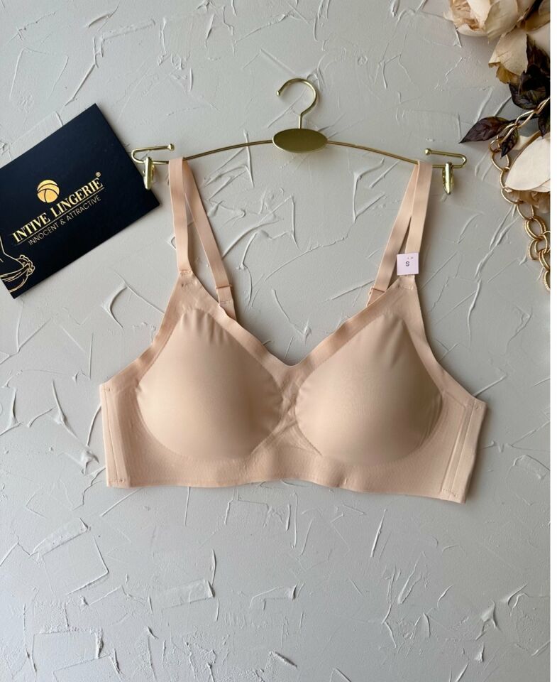 Carma İthal Balensiz Dikişsiz İce-Silk Yarı Push-up İnce Askılı Sütyen Bej - M