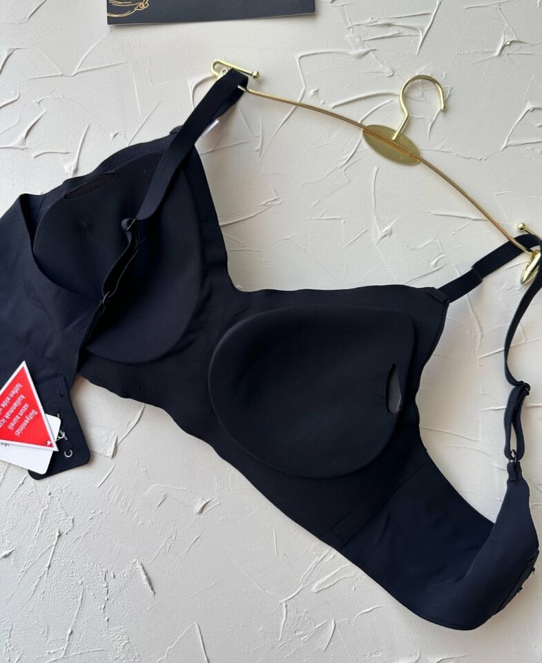 Carma İthal Balensiz Dikişsiz İce-Silk Yarı Push-up İnce Askılı Sütyen Siyah - S