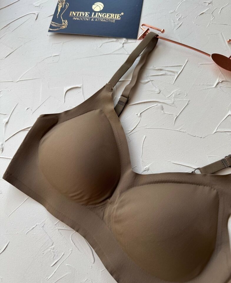 Carma İthal Balensiz Dikişsiz İce-Silk Yarı Push-up İnce Askılı Sütyen Haki Yeşil - 2XL