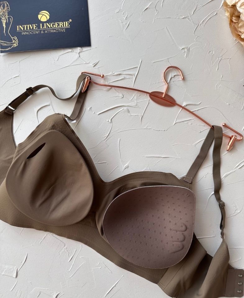 Carma İthal Balensiz Dikişsiz İce-Silk Yarı Push-up İnce Askılı Sütyen Haki Yeşil - XL