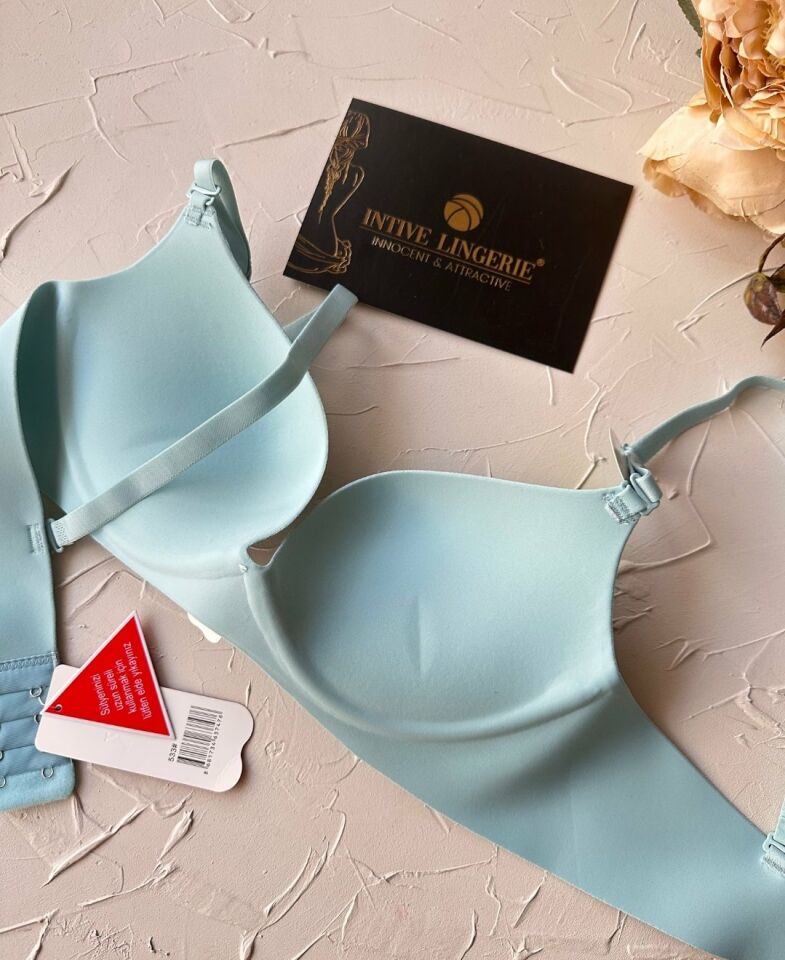 Intive Double Push-up Çift Destekli Balenli Lazer Kesim İz Yapmaz İthal Kaliteli Sütyen Mavi - 80B