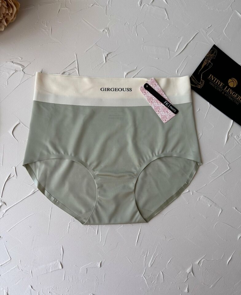 Alina Dikişsiz İz Yapmaz Yüksek Bel Üstün Kalite Beli Yazılı Hafif Slip Fıstık Yeşili - M