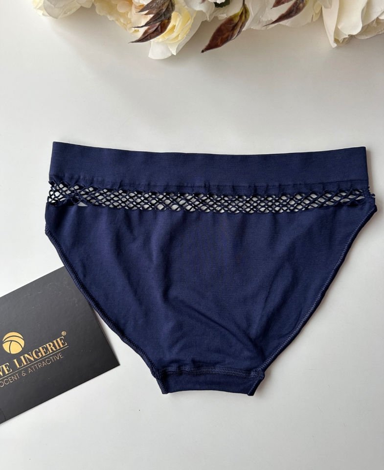Kadın Dikişsiz Antibakteriyel Sportwear Fileli Slip/Bikini (Siyah, Bordo, Kahverengi, Lacivert) Lacivert - M/L