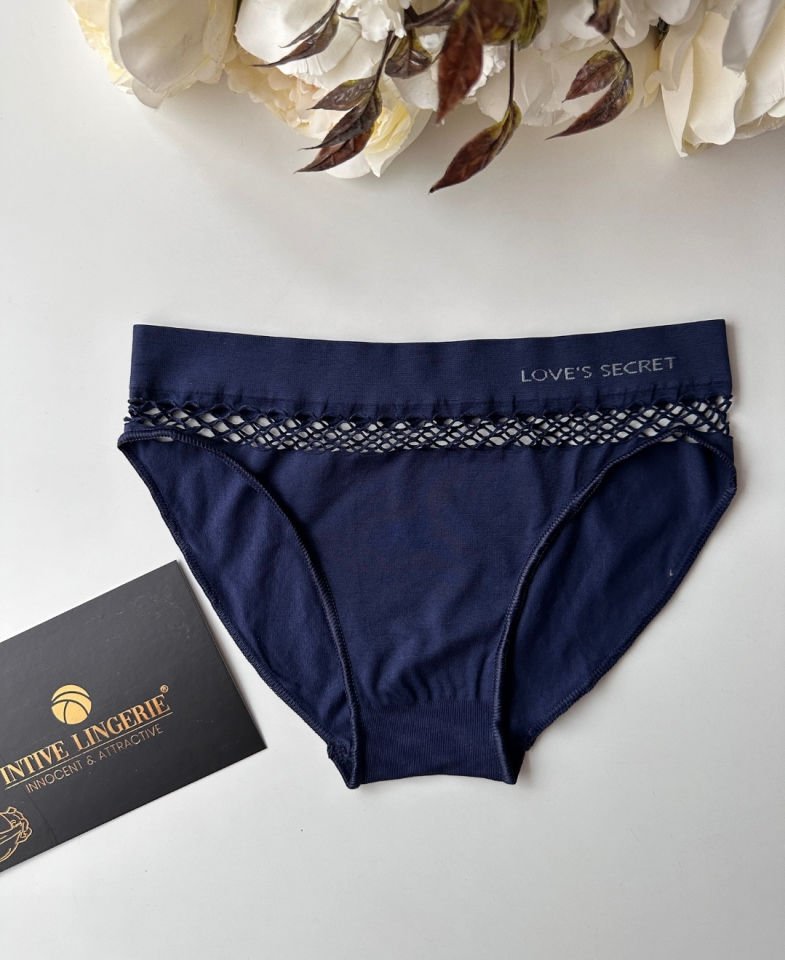 Kadın Dikişsiz Antibakteriyel Sportwear Fileli Slip/Bikini (Siyah, Bordo, Kahverengi, Lacivert) Lacivert - M/L