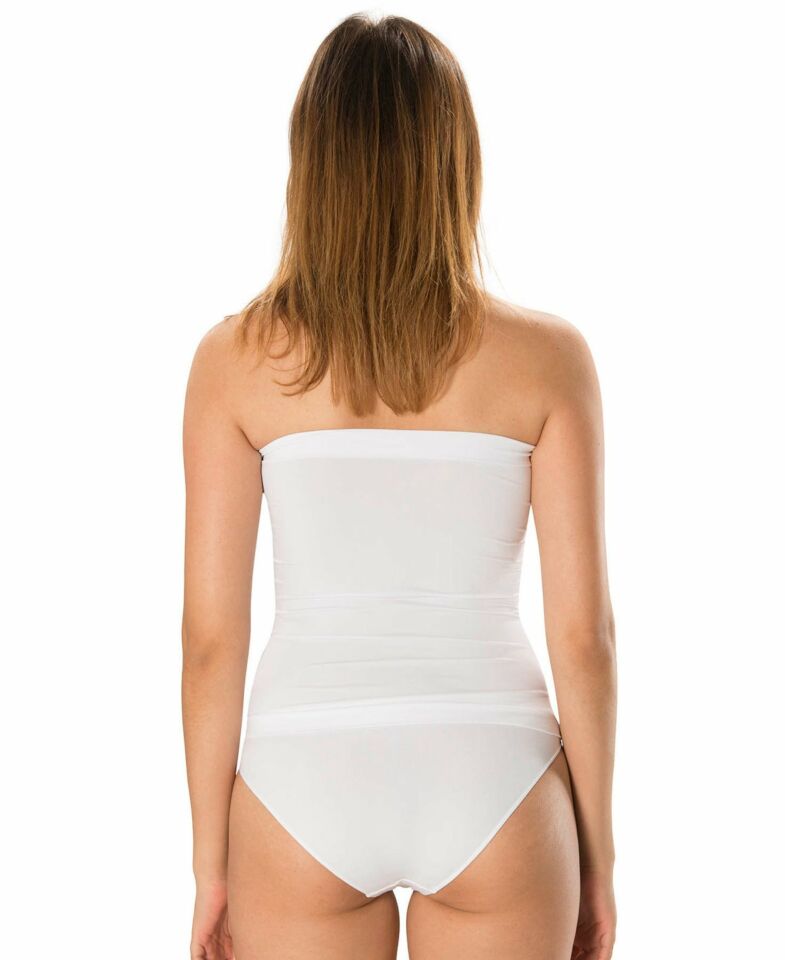 NBB Penye Straplez Askısız Slim-fit Body Dikişsiz Seamless Büstiyer-Tshirt -6144 Beyaz - S