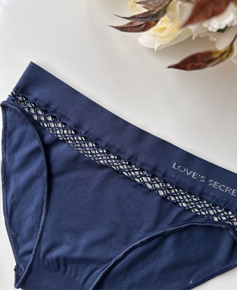 Kadın Dikişsiz Antibakteriyel Sportwear Fileli Slip/Bikini (Siyah, Bordo, Kahverengi, Lacivert) Lacivert - M/L