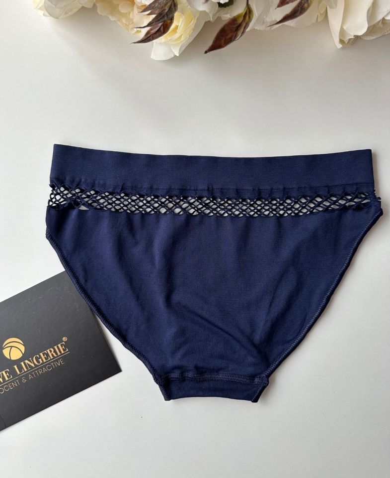 Kadın Dikişsiz Antibakteriyel Sportwear Fileli Slip/Bikini (Siyah, Bordo, Kahverengi, Lacivert) Lacivert - M/L
