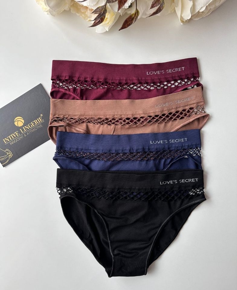 Kadın Dikişsiz Antibakteriyel Sportwear Fileli Slip/Bikini (Siyah, Bordo, Kahverengi, Lacivert) Lacivert - M/L