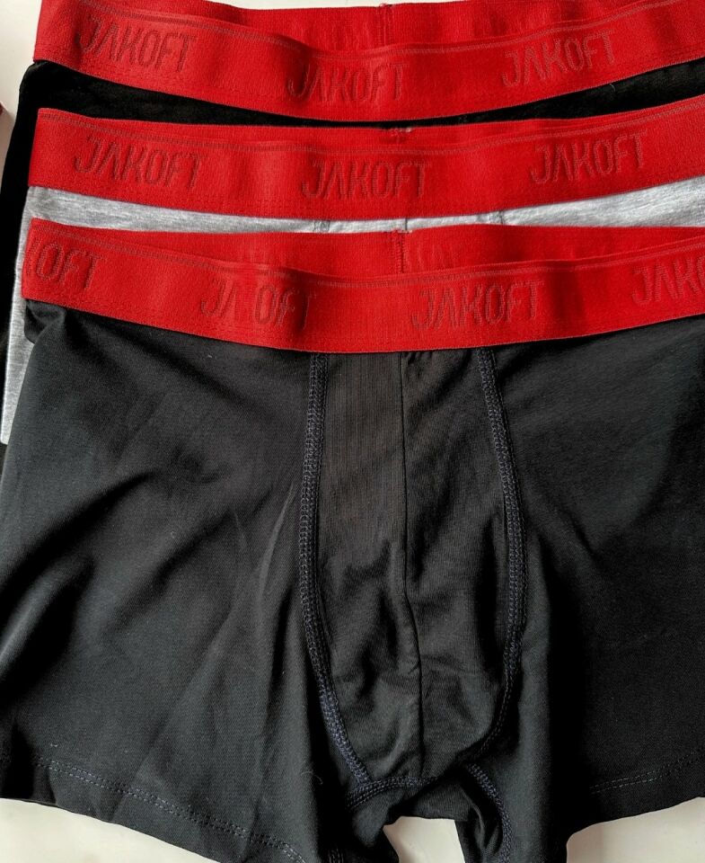 Jakoft Ultra Rahat Esnek %95 Pamuklu Üçlü Kutulu Erkek Boxer Kırmızı - L